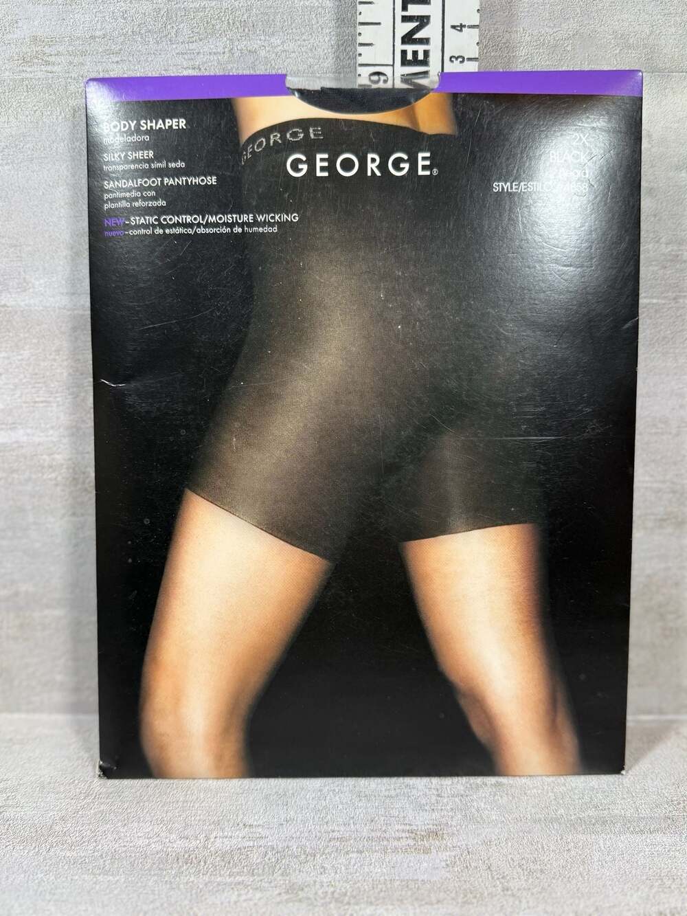 George‎ Body Shaper Silky Sheer Sandalfoot Pantyhose 2X Black
